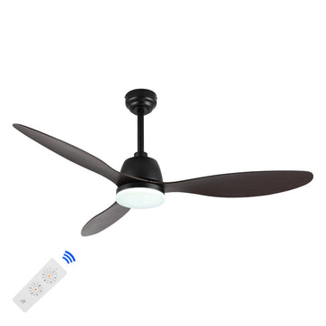 Audie 52" Classic Industrial Iron/Plastic Mobile-App/Remote-Controlled 6-Speed Propeller Integrated LED Ceiling Fan